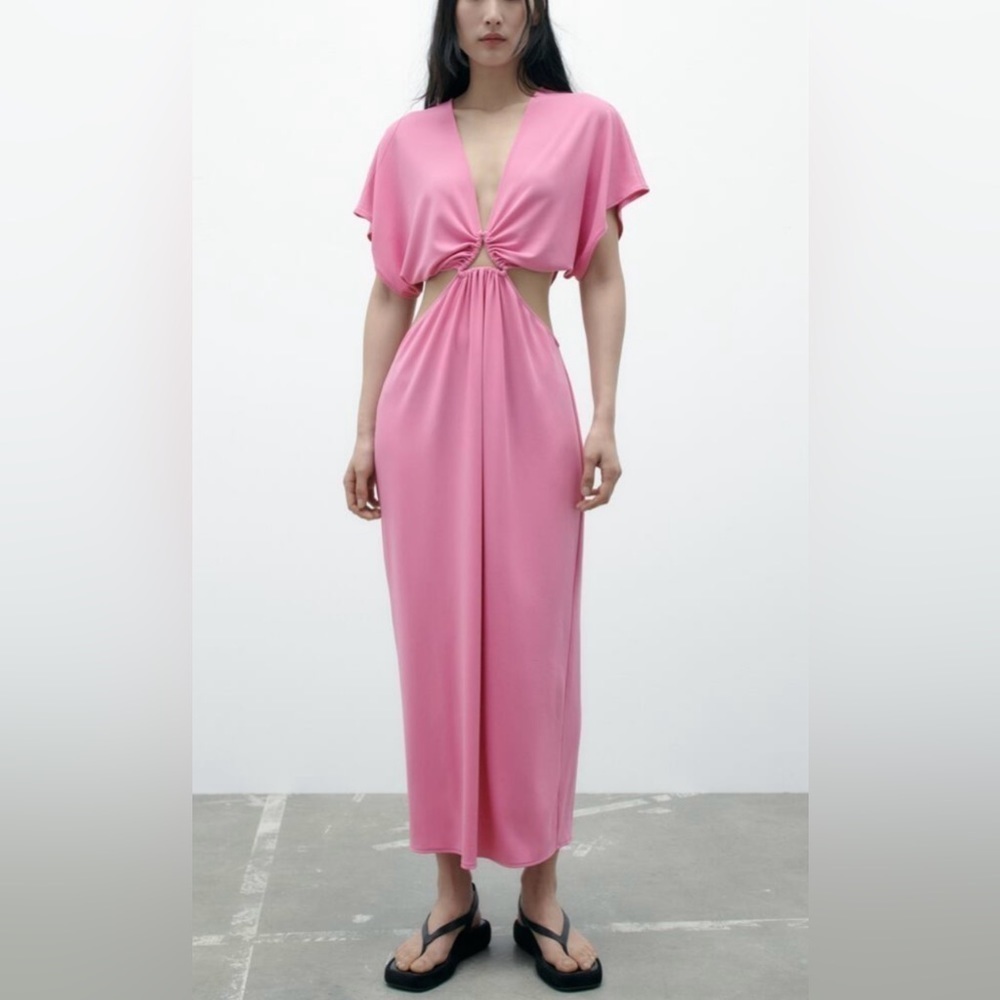 Zara Pink Cut Out Dress Size S